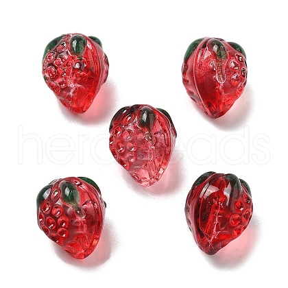 Handmade Lampwork Enamel Beads Strawberry LAMP-V001-05C-1