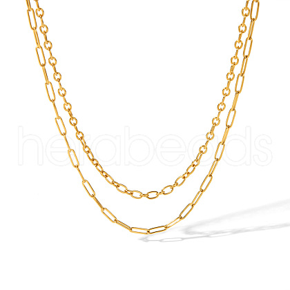 Stainless Steel Double Layer Necklaces for Women PW-WG2F46D-03-1