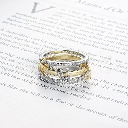 Stainless Steel Micro Pave Clear Cubic Zirconia Stackable Finger Rings WGD96BD-03-1