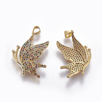 Brass Micro Pave Cubic Zirconia Pendants ZIRC-E161-05G-1