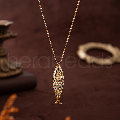 Lucky Fish Brass Micro Pave Clear Cubic Zirconia Pendant Necklaces FS-WG3FDBB-01-1