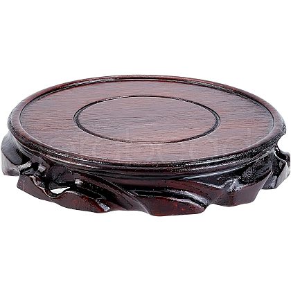 Flat Round Solid Wood Carved Base Stand ODIS-WH0020-82-1