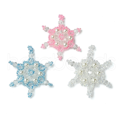 3Pcs 3 Color Christmas Seed Beads Beaded Charms PALLOY-MZ00300-1