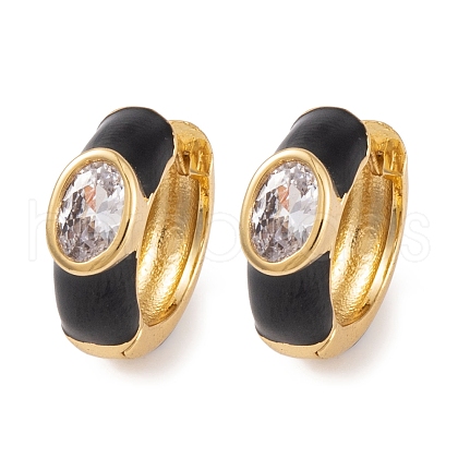 Rack Plating Brass Cubic Zirconia Enamel Earrings EJEW-S219-14G-02-1