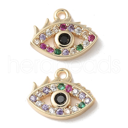 Brass Micro Pave Clear Cubic Zirconia Pendants KK-Q031-47G-01-1