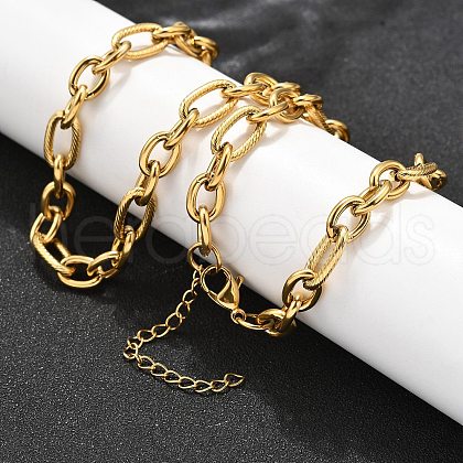 304 Stainless Steel Cable Chain Necklaces NJEW-R023-11G-1