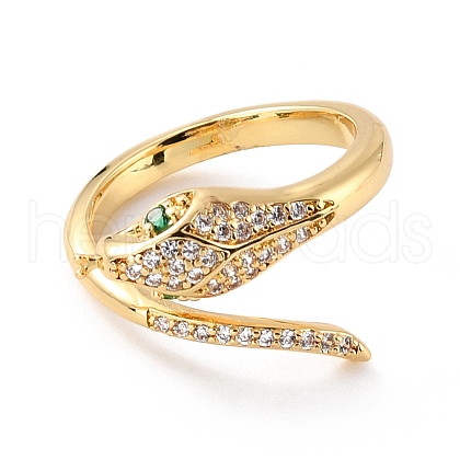 Snake Cubic Zirconia Cuff Ring for Her RJEW-C017-05G-RS-1