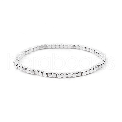 Gold-tone Miyuki Elastic Crystal Beaded Bracelet with Acrylic Tube Beads ST8926161-1