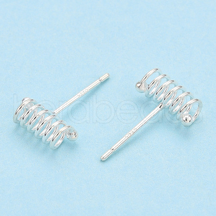 925 Sterling Silver Spring Spiral Stud Earrings STER-T005-04-1