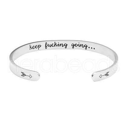 Inspirational 304 Stainless Steel Cuff Bangles FS-WG30F15-03-1