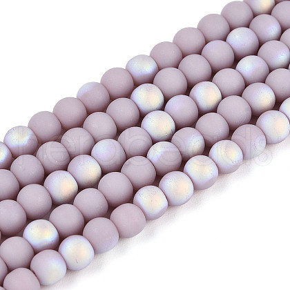 Frosted Opaque Glass Beads Strands GLAA-T032-P4mm-MBB07-1