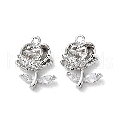 Brass Micro Pave Clear Cubic Zirconia Pendants KK-Z049-02P-1