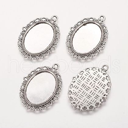 Zinc Alloy Pendant Settings for Cabochon & Rhinestone PALLOY-A15257-AS-FF-1