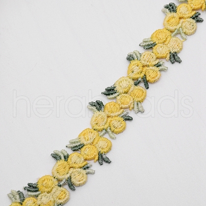Flower Polyester Trim Ribbon X-OCOR-WH0057-18B-1