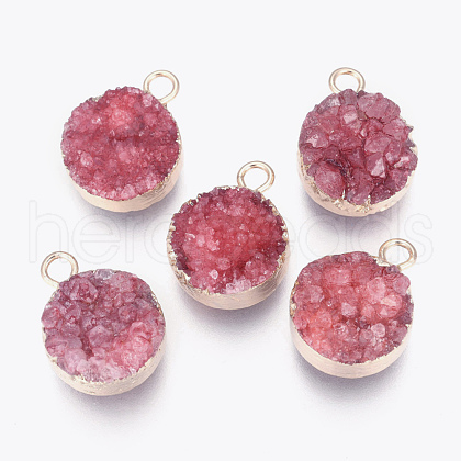 Natural Druzy Agate Pendants G-L566-A04-1