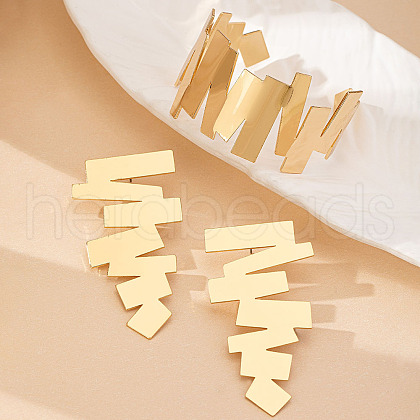 Irregular Geometry Alloy Cuff Bangle & Stud Earring Sets FS-WG4DB26-01-1