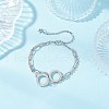 304 Stainless Steel Rhinestone Rings Link Multi-strand Bracelets BJEW-JB11960-1