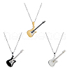 FIBLOOM 3Pcs 3 Colors Stainless Steel Guitar Pendant Necklaces Set for Women Men NJEW-FI0001-36-1