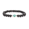 Natural Lava Rock & Shell with Evil Eye Beaded Stretch Bracelet BJEW-JB08235-4