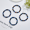FIBLOOM 4Pcs 4 Colors Evil Eye Dyed Natural Tiger Eye & Black Agate Round Beaded Stretch Bracelets Set BJEW-FI0001-44-4