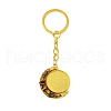 Alloy Pendant with Natural Lapis Lazuli Chip & Howlite Chip & Natural Green Aventurine & Natural Tiger Eye & Natural Rose Quartz Chip Beads Keychains KEYC-JKC01138-02-4