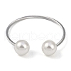 304 Stainless Steel & Plastic Round Bead Open Cuff Bangles BJEW-M042-04P-1