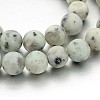 Frosted Round Natural Sesame Jasper/Kiwi Jasper Bead Strands G-J338-12-10mm-1