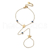 Stainless Steel Royal Blue Enamel Evil Eye & Star Ring Bracelets for Women BJEW-G719-05G-1