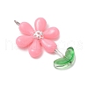 Opaque Acrylic Flower Beads with Iron Bead Caps and 304 Stainless Steel Flat Head Pins and Spray Painted Transparent Glass Beads Pendants PALLOY-JF03617-02-4