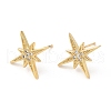 Rack Plating Brass Star Stud Earrings with Cubic Zirconia EJEW-D061-44G-1
