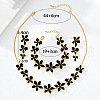 Flower Brass Enamel Pendant Necklace & Stud Dangle Earring & Link Bracelet FS-WG7B9DC-01-2
