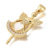 Brass Micro Pave Cubic Zirconia Shell Pendants KK-D328-08G-2