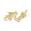 Brass Micro Pave Clear Cubic Zirconia Pendants KK-XCP0001-94G-3