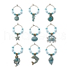 Sea Animal Alloy Wine Glass Charms AJEW-JO00259-2