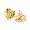 Heart Real 18K Gold Plated Brass Stud Earrings EJEW-L269-068G-2