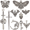 SUNNYCLUE 50Pcs 10 Styles Skeleton Theme Tibetan Style Alloy Pendants FIND-SC0011-06-1