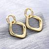 Rhombus Brass Micro Pave Clear Cubic Zirconia Dangle Stud Earrings EJEW-R025-12G-2