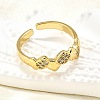 Brass Micro Pave Clear Cubic Zirconia Cuff Rings for Women RJEW-H247-28G-2