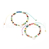 Electroplate Glass Nylon Thread Braided Bead Bracelets for Mom and Daughter BJEW-JB06359-03-1