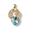 Real 18K Gold Plated Rack Plating Brass Micro Pave Clear Cubic Zirconia Pendants KK-C015-12G-01-1