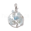 Tree of Life Wire Wrapped Natural Aquamarine Pendant Decorations HJEW-JM01877-1
