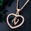 Heart Brass Micro Pave Clear Cubic Zirconia Pendant Necklaces WGA8162-03-1
