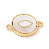 Brass Pave Natural White Shell Connector Charms KK-S522-03C-G-2