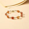 Natural Carnelian Beaded Bracelets for Men Women BJEW-TA00012-01-2