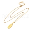 Oval with Pine Tree 304 Stainless Steel Pendant Necklaces NJEW-H059-24G-4