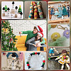   60Pcs 6 Styles Round Christmas Snowman Print Wood European Beads WOOD-PH0003-05-6