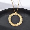 304 Stainless Steel Textured Ring Pendant Necklaces NJEW-H059-23G-2