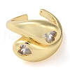 Rack Plating Brass with Clear Cubic Zirconia Open Cuff Rings RJEW-M158-06G-2