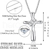 925 Sterling Silver Clear Cubic Zirconia Cross Pendant Necklaces for Women FS-WG649E1-01-2