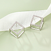 Rhodium Plated Sterling Silver Cube Stud Earrings BJ2625-2